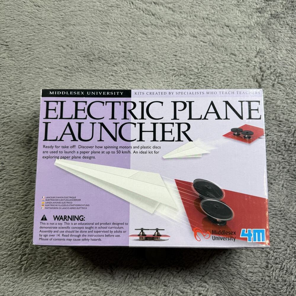 4M Electric Plane Launcher Kit Fun Mechanics Paper Airplanes New Sealed In Box
